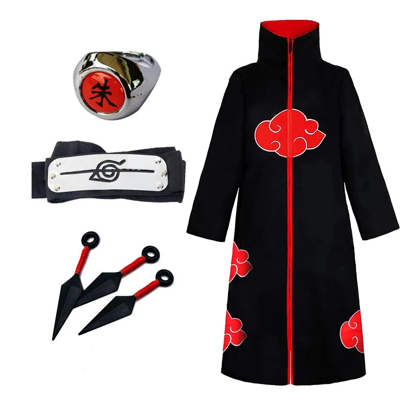 Naruto Akatsuki Itachi Cosplay Cloak & Headband Set