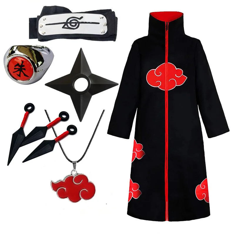 Naruto Akatsuki Itachi Cosplay Cloak & Headband Set
