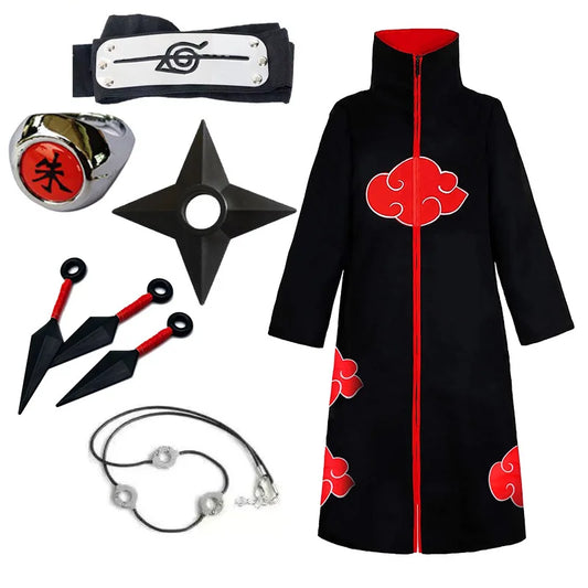 Naruto Akatsuki Itachi Cosplay Cloak & Headband Set